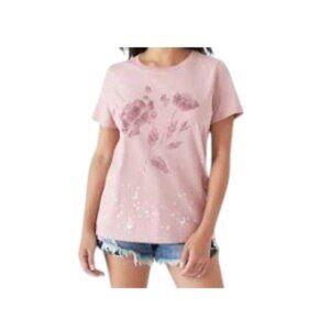 Lucky Brand Mono Floral Tee Pale Mauve Small NWT